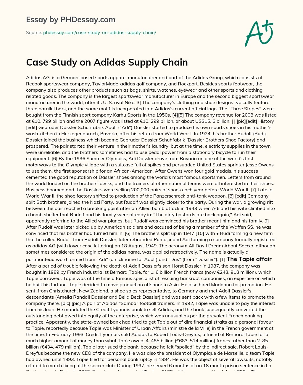 Case Study on Adidas Supply Chain