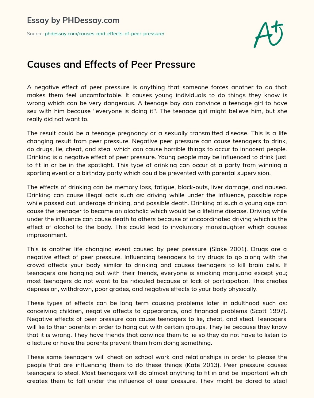Causes And Effects Of Peer Pressure Cause And Effect Essay Speech