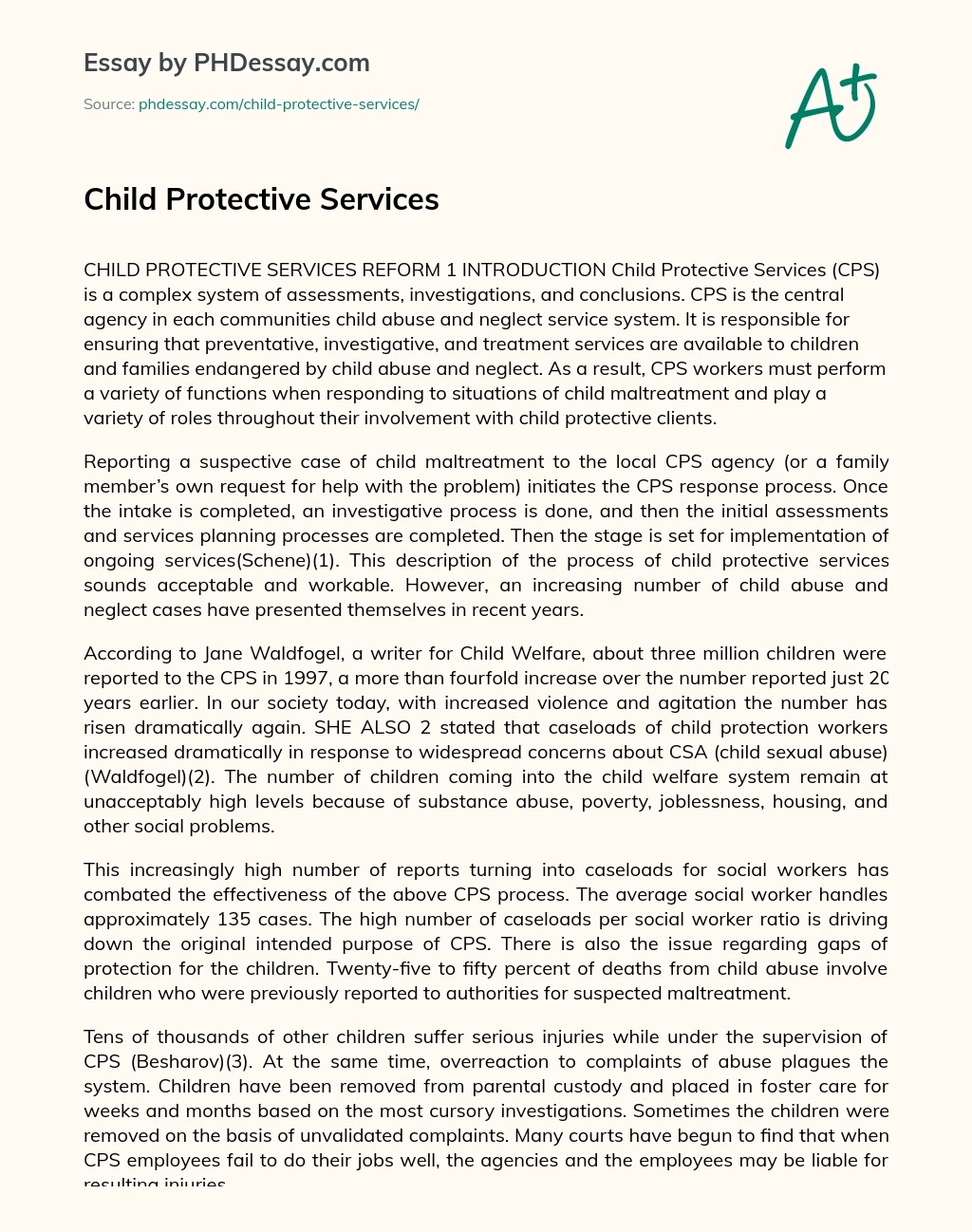 Child Protective Services Report Example