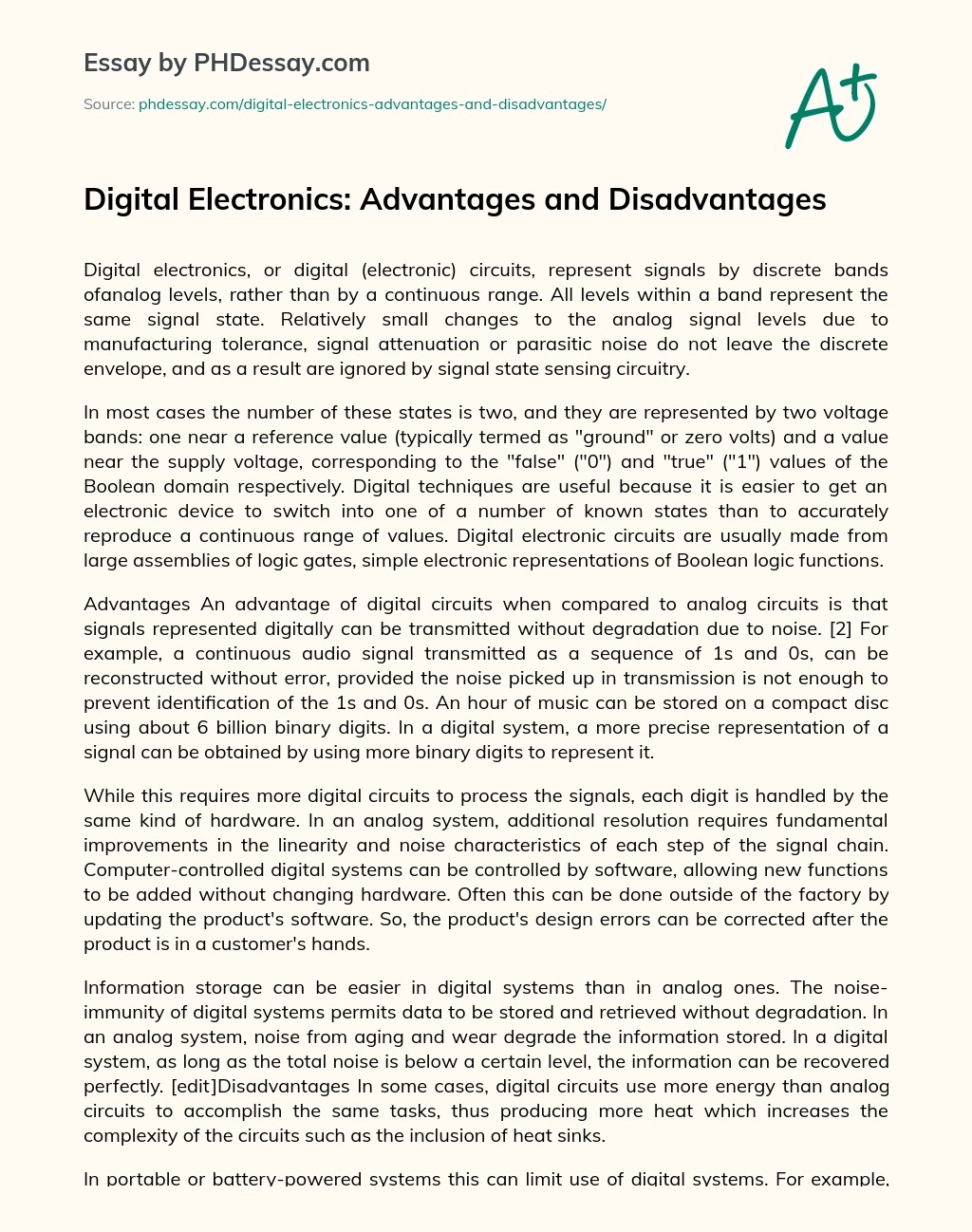 Digital Electronics Advantages and Disadvantages