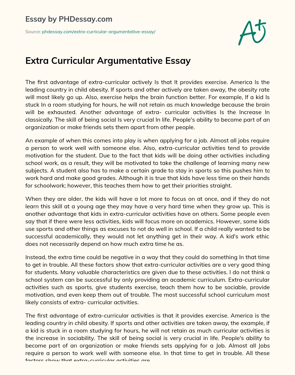Extracurricular Activities Essay Telegraph