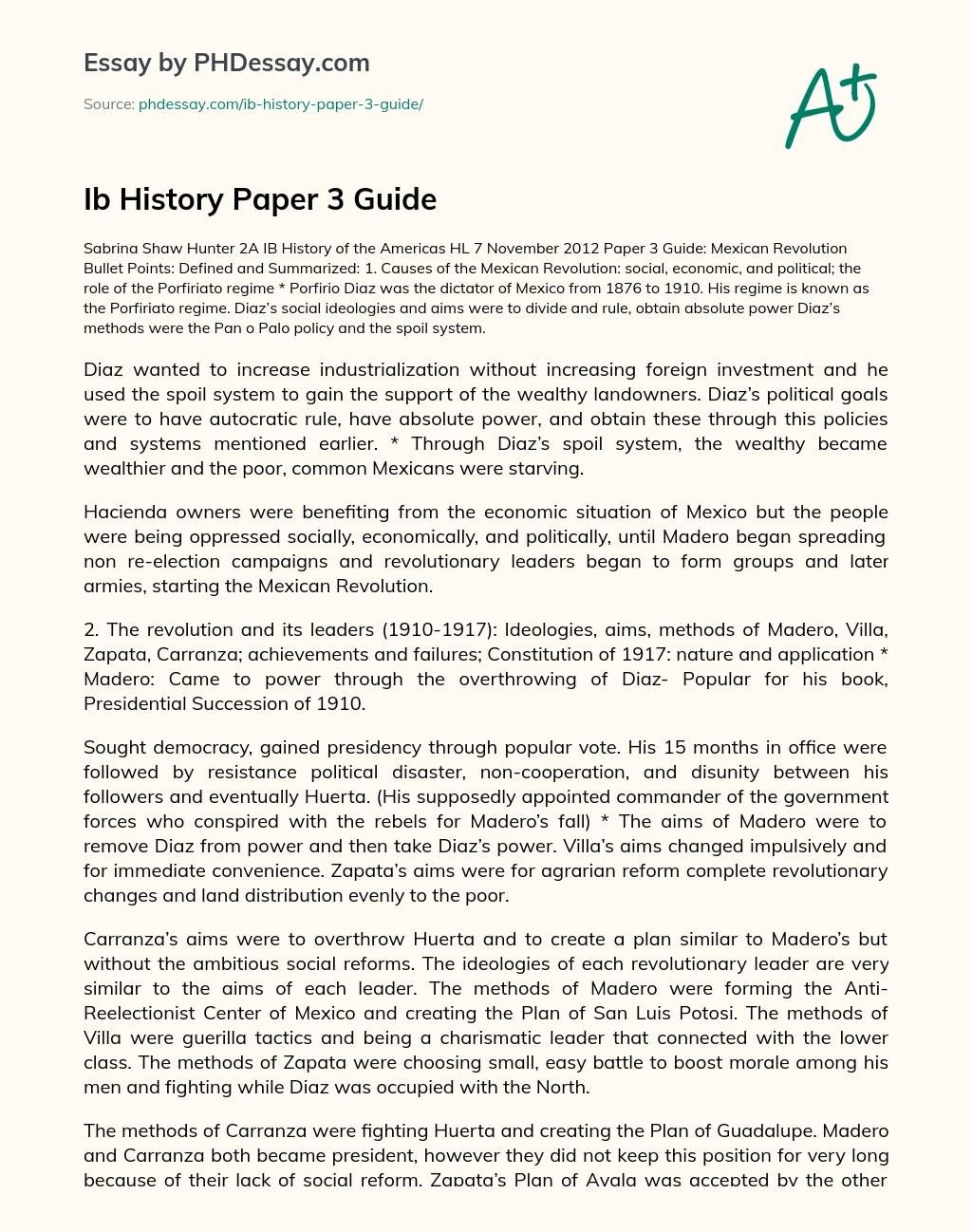 Ib History Paper 3 Guide Sample