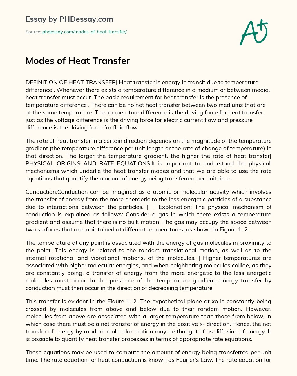 Modes Of Heat Transfer Essay Example