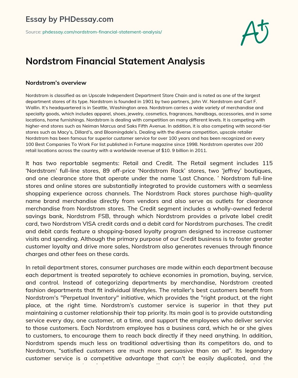Nordstrom Financial Statement Analysis