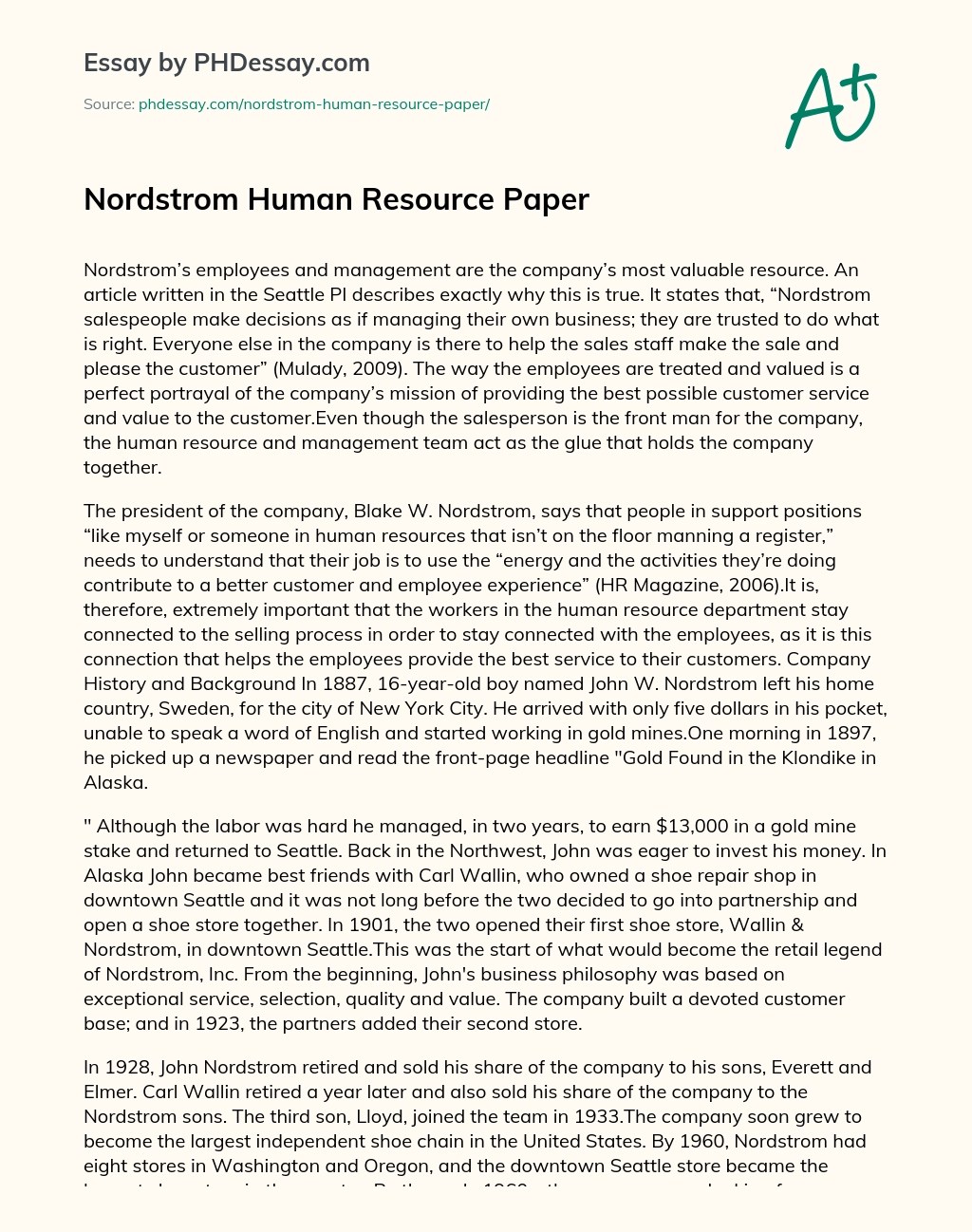Nordstrom Human Resource Paper