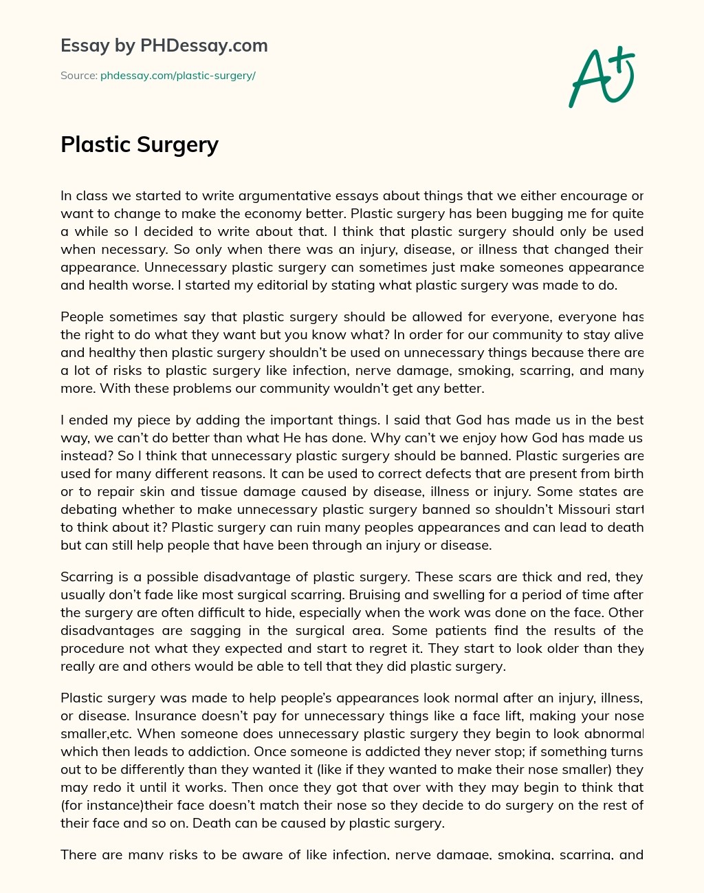 ⛔ Advantages and disadvantages of cosmetic surgery essay. Advantages