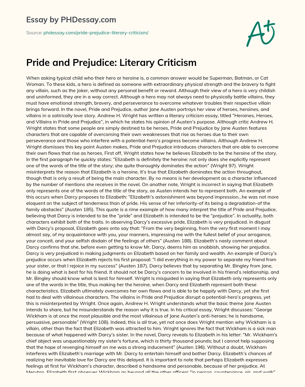 Pride And Prejudice Literary Criticism Critical Analysis And Literary