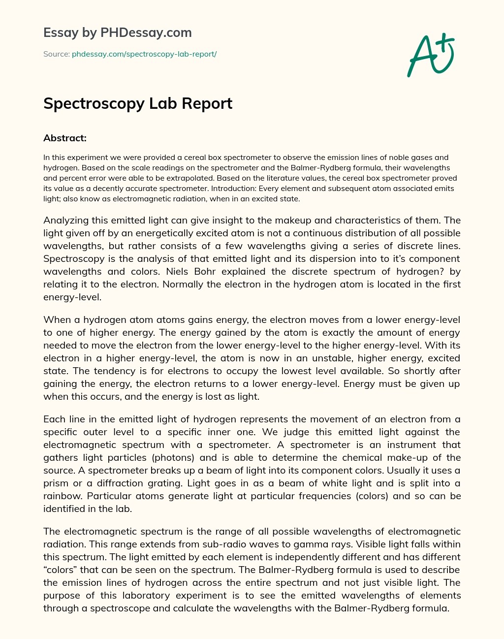 Spectroscopy Lab Report