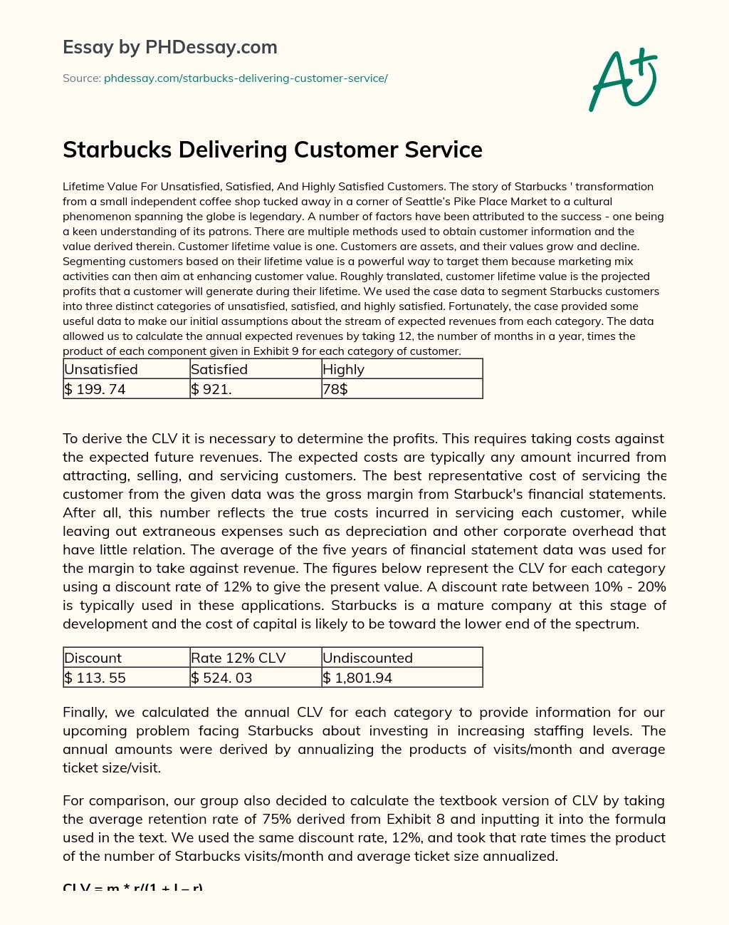 Starbucks Delivering Customer Service Case Study Example