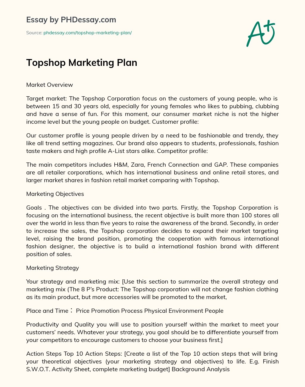 Marketing Plan Example