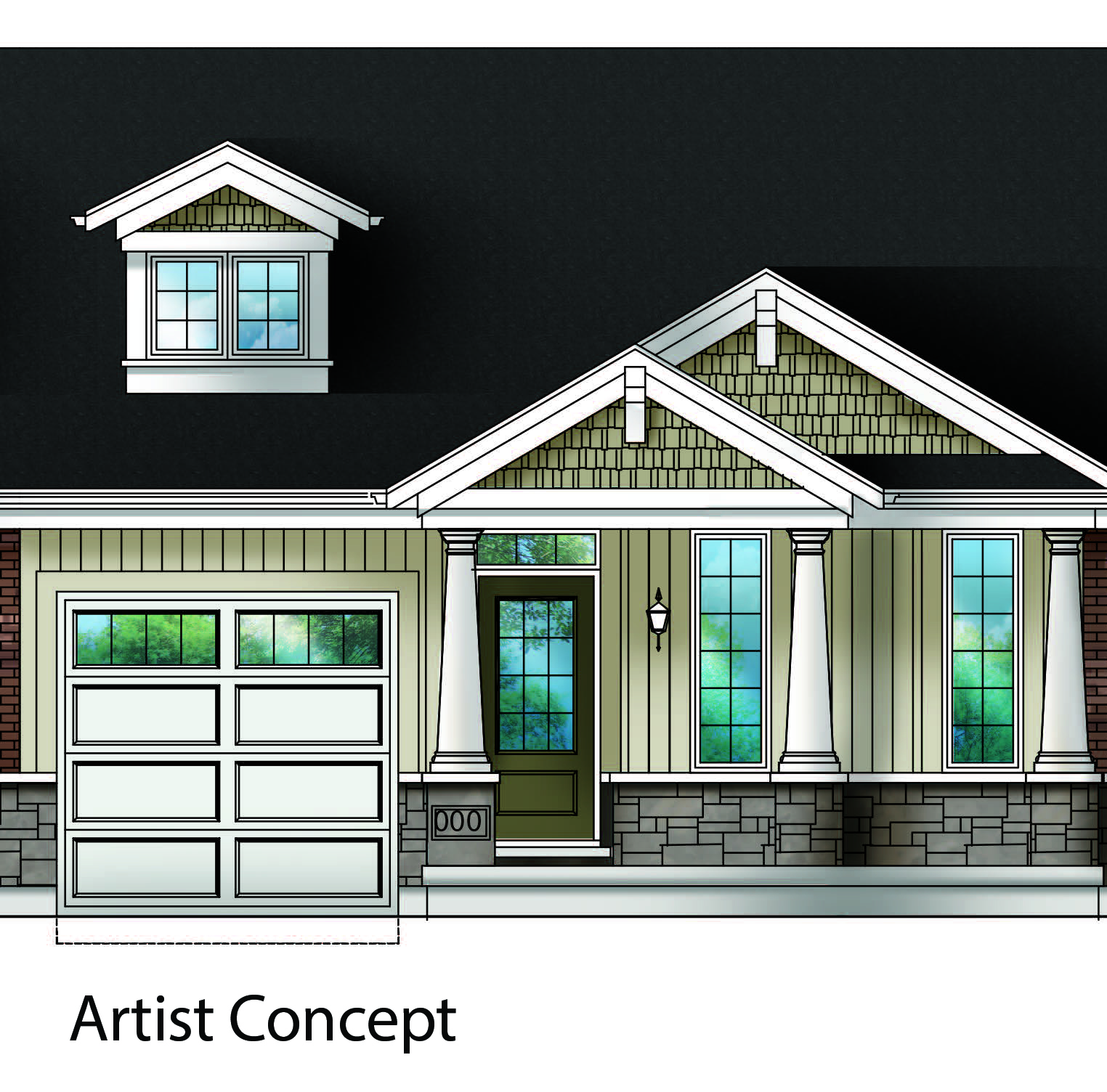 Merritton Commons Bungalow Interior Rendering Phelps Homes