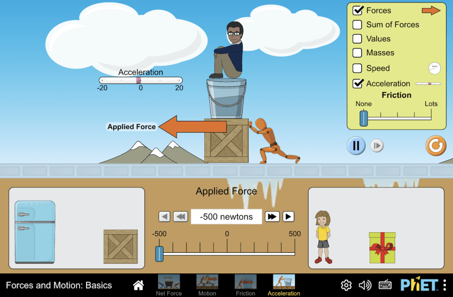 Gaya dan Gerak Dasar Gaya, Gerak, Gesek PhET