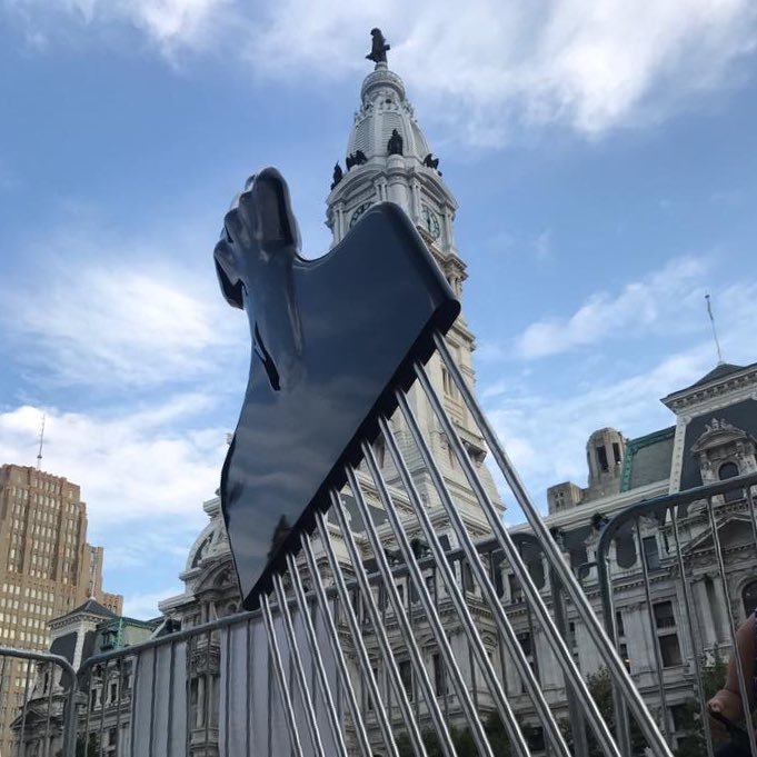 Afro pick sculpture goes up near Rizzo statue The Philadelphia Sunday Sun