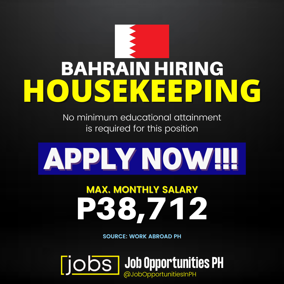 Career Opportunities for Housekeeping in Bahrain Apply now