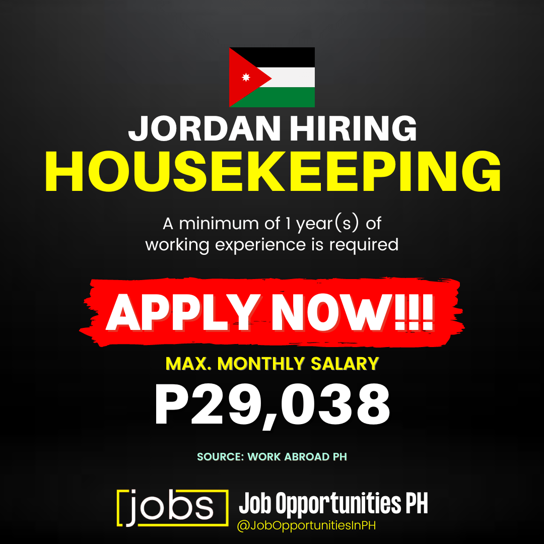 Job Opportunities for Housekeeping in Jordan Apply now Philippine Go
