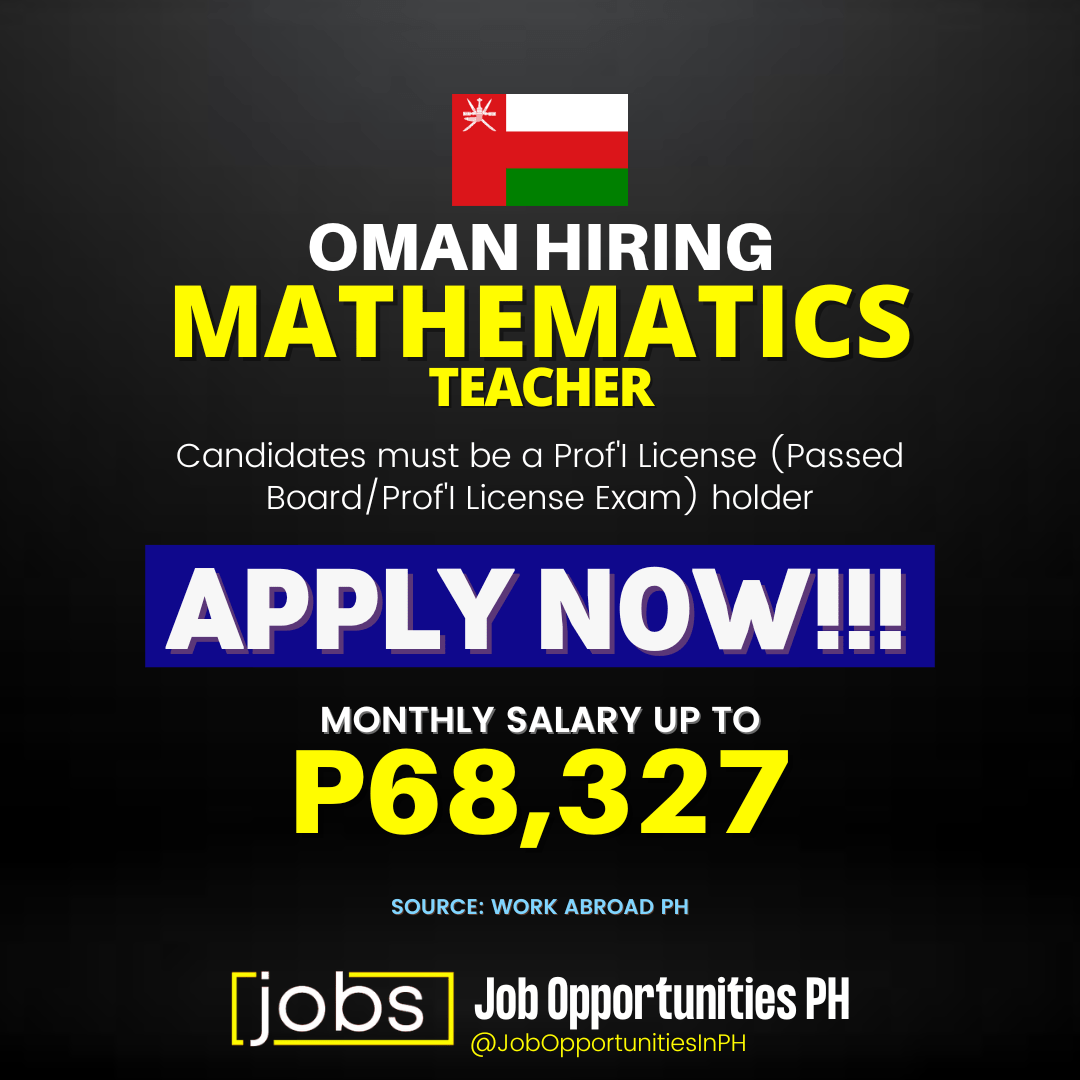 Job Opportunities for Mathematics Teacher in Oman Apply now
