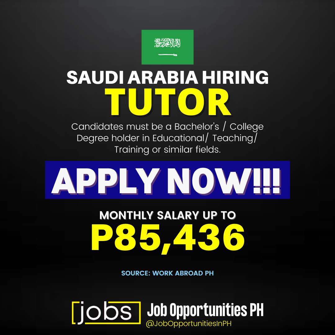 Job Opportunities for Tutor in Jeddah Saudi Arabia Apply now