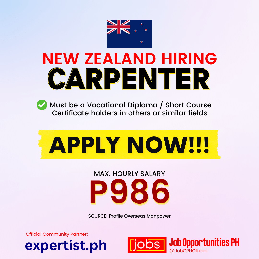 Job Opportunities for Carpenter in New Zealand Apply now Philippine Go
