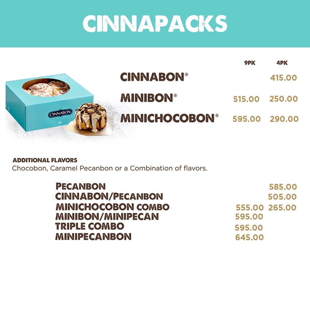 Cinnabon Menu With Updated Prices Philippines 2024
