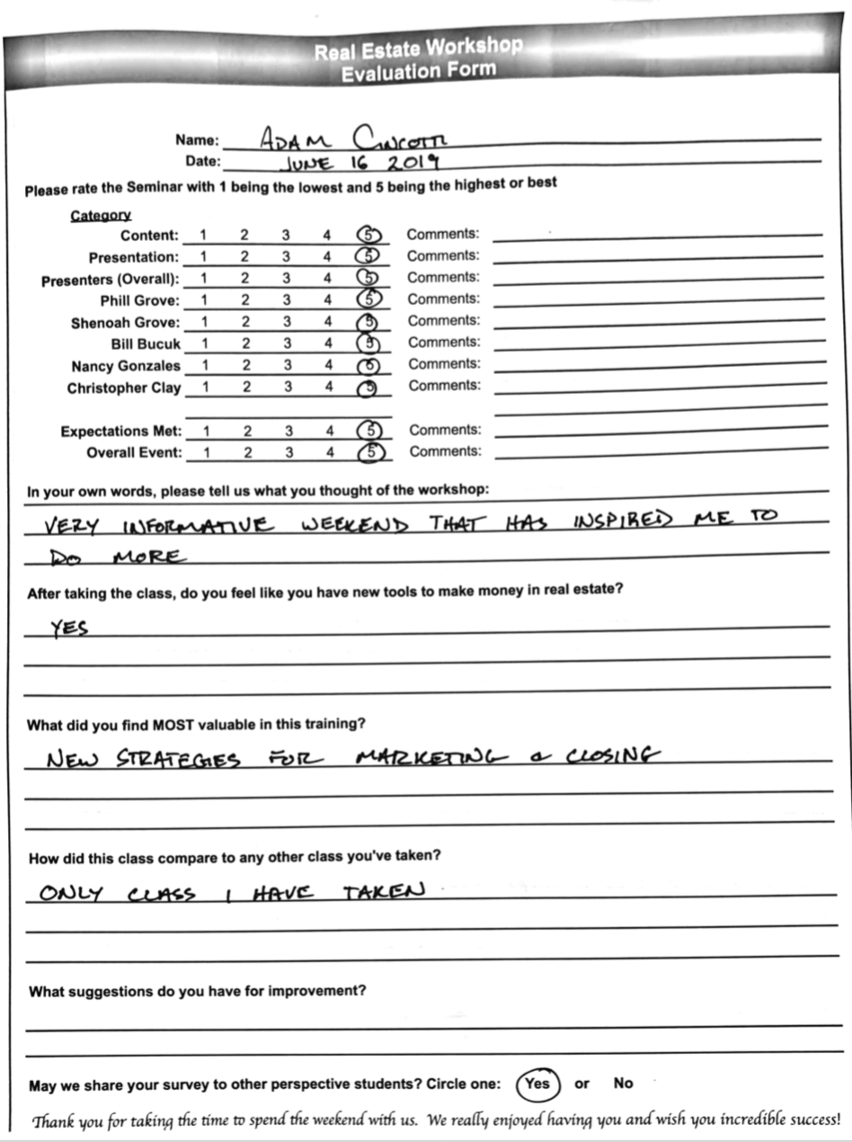 Adam Cincotti Reviews Texas Real Estate Phill Grove Reviews