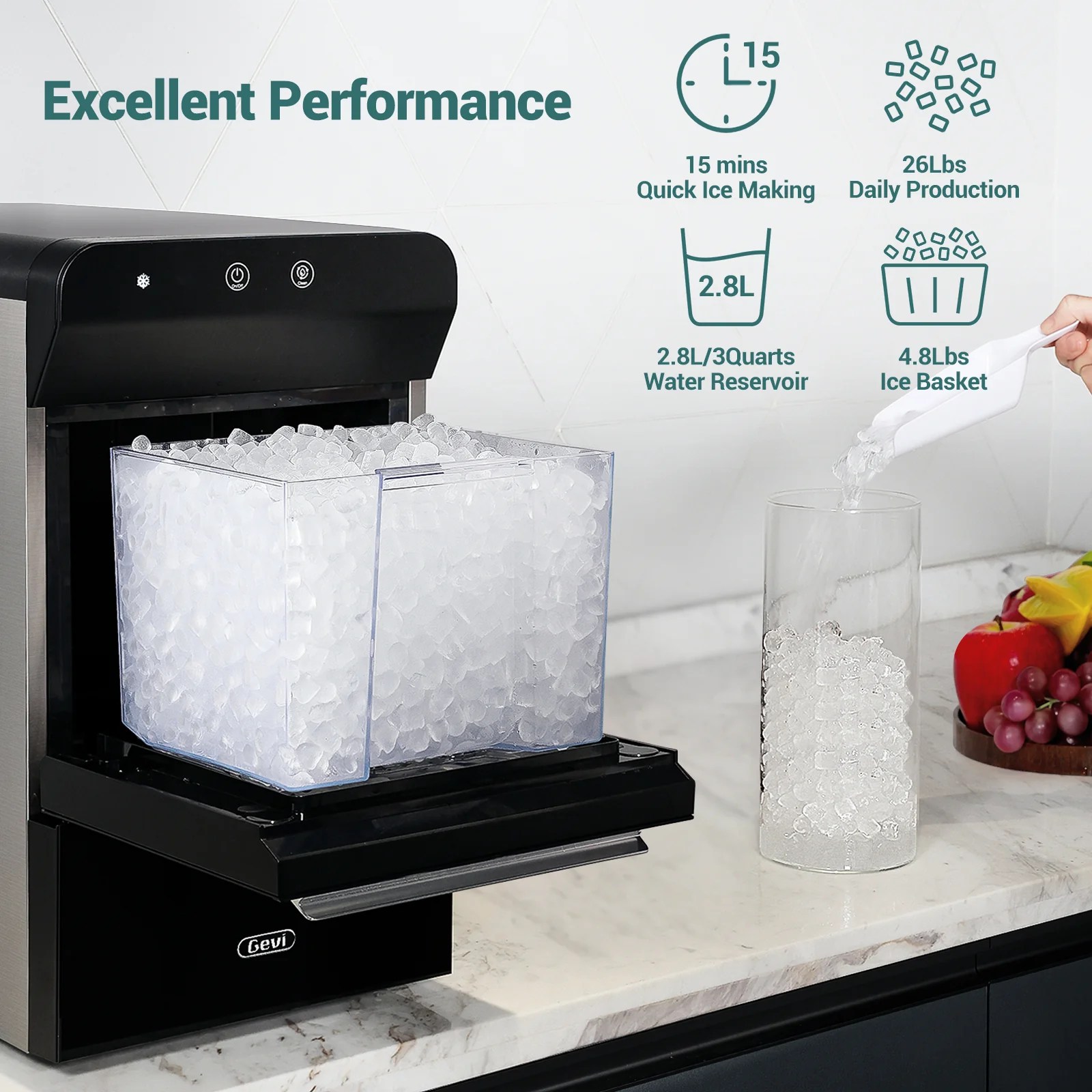 Product Corner Gevi Household Countertop Nugget Ice Maker Philly Grub