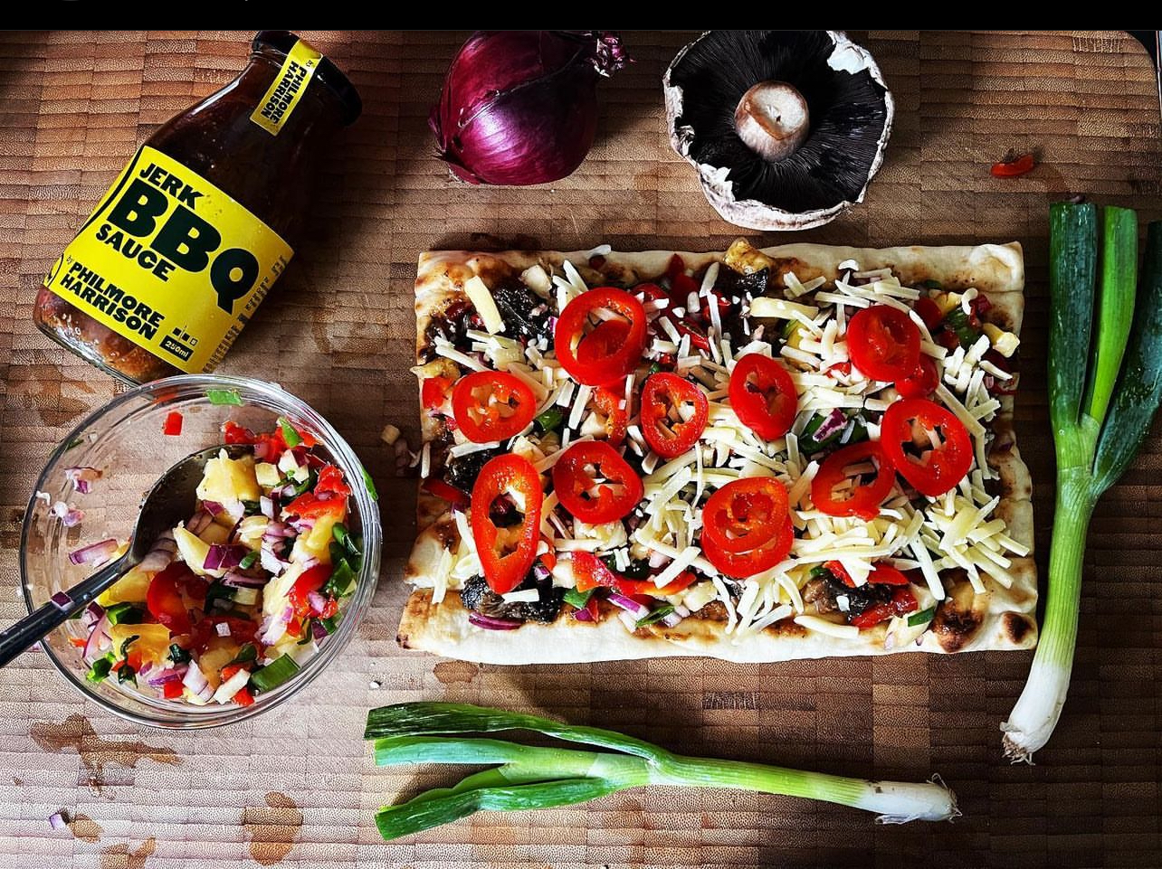 Jerk BBQ Mushroom Pizza Philmore Harrison Sauces