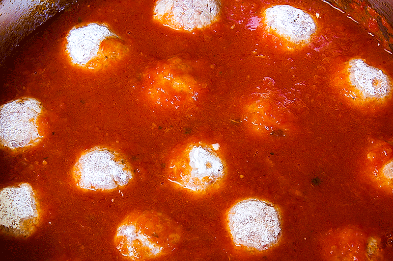cooking meatballs
