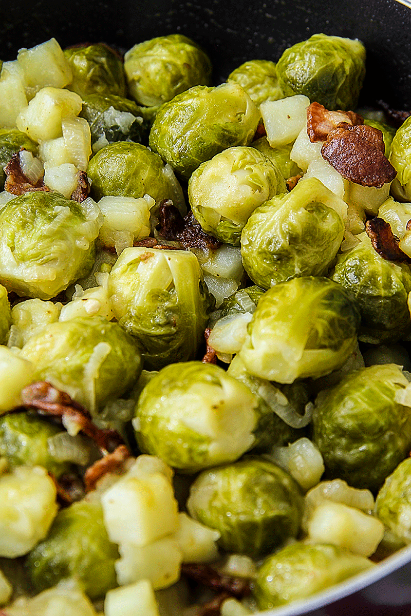 Sauteed Brussels sprouts with bacon