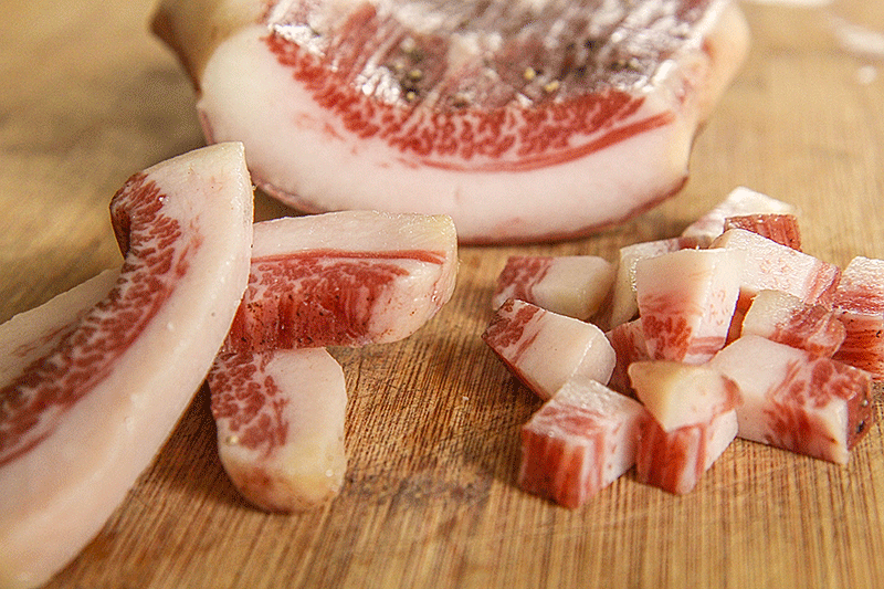 Guanciale: Italian cured pork cheek