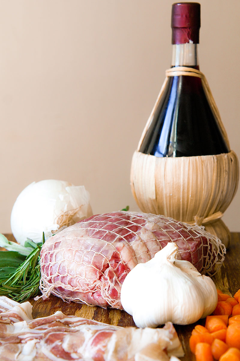 BRAISED WILD BOAR STEW with mushroom and red wine