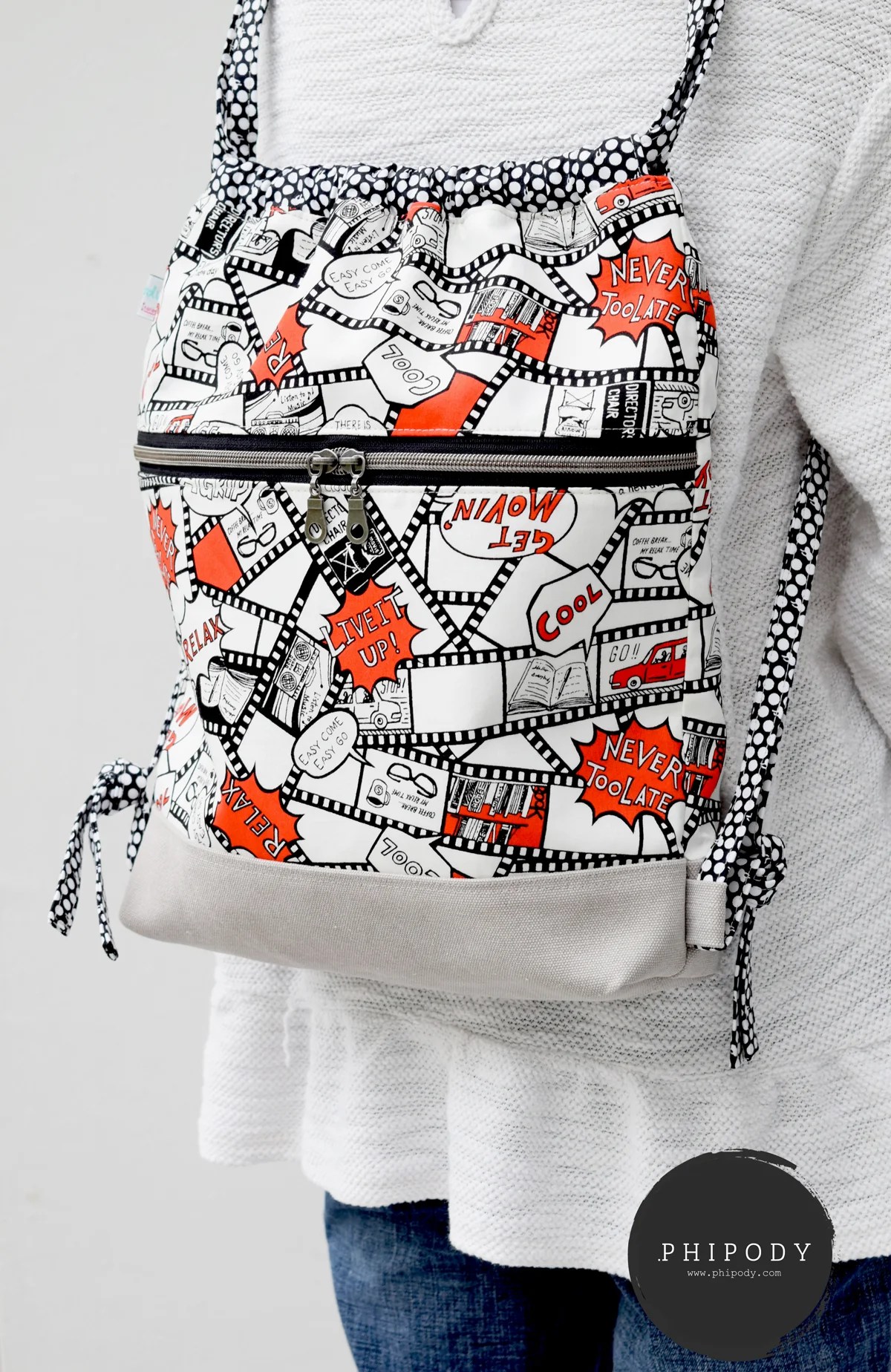 Easy Come Easy Go Begonia Drawstring Backpack Phipody