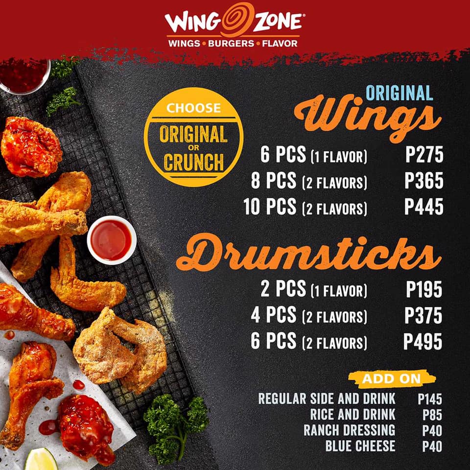 Wing Zone Philippines Menu Prices 2024