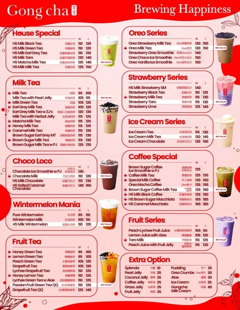Gong Cha Philippines Menu Prices 2024