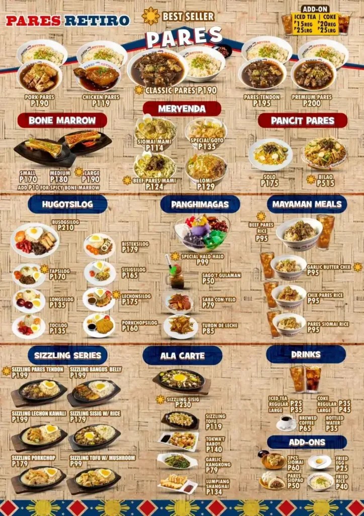 Pares Retiro Philippines Menu Prices 2024