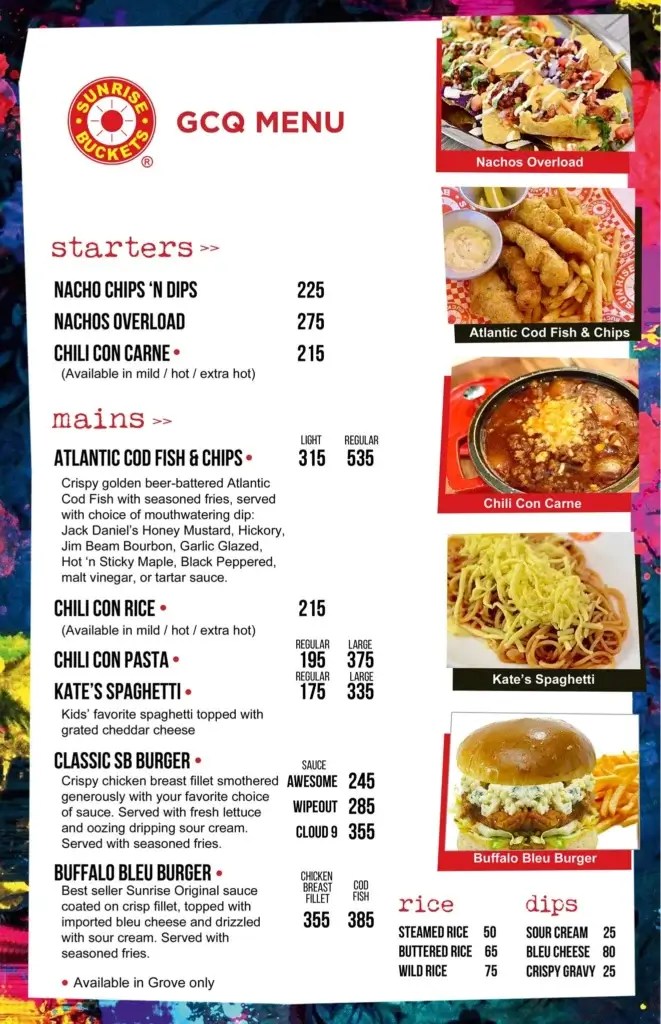 Sunrise Buckets Philippines Menu Prices 2024
