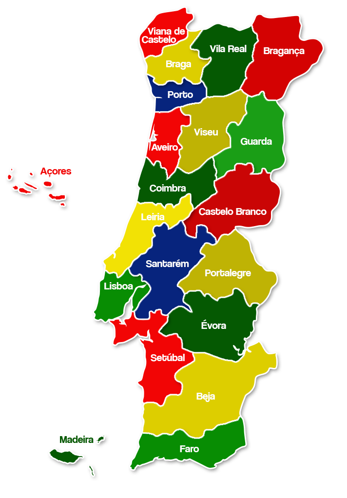Mapa Distritos Portugal