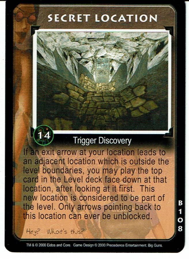 TOMB RAIDER CCG BIG GUNS RARE CARD B108 SECRET LOCATION Phoenix Cards