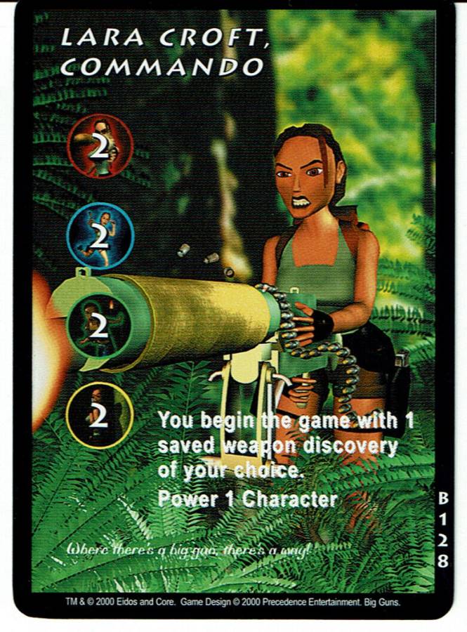 TOMB RAIDER CCG BIG GUNS RARE CARD B128 LARA CROFT, COMMANDO Phoenix