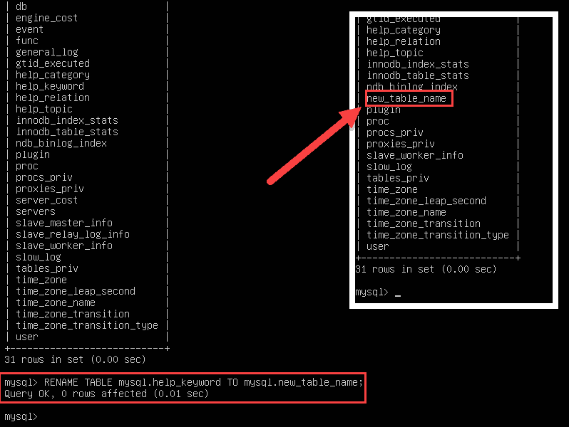 How To Change Table Name In Mysql W3schools
