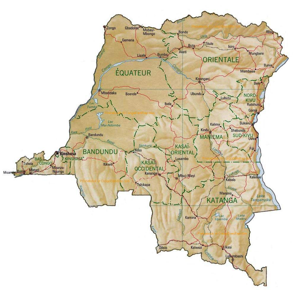 Map of Zaire by Phonebook of