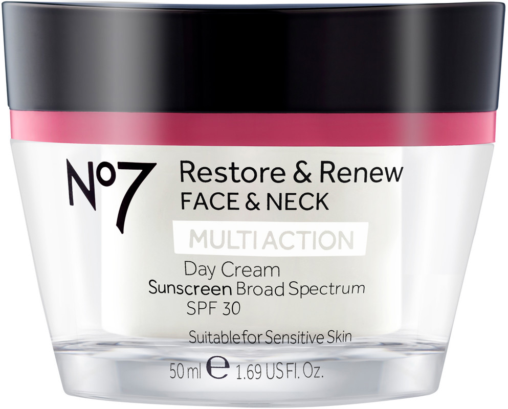 EWG rating for No 7 Face & Neck Multi Action Sunscreen Day Cream, SPF