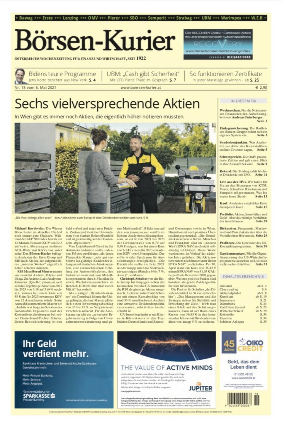 BörsenKurier 6.5.2021 Sechs vielsprechende Aktien in Wien Bidens