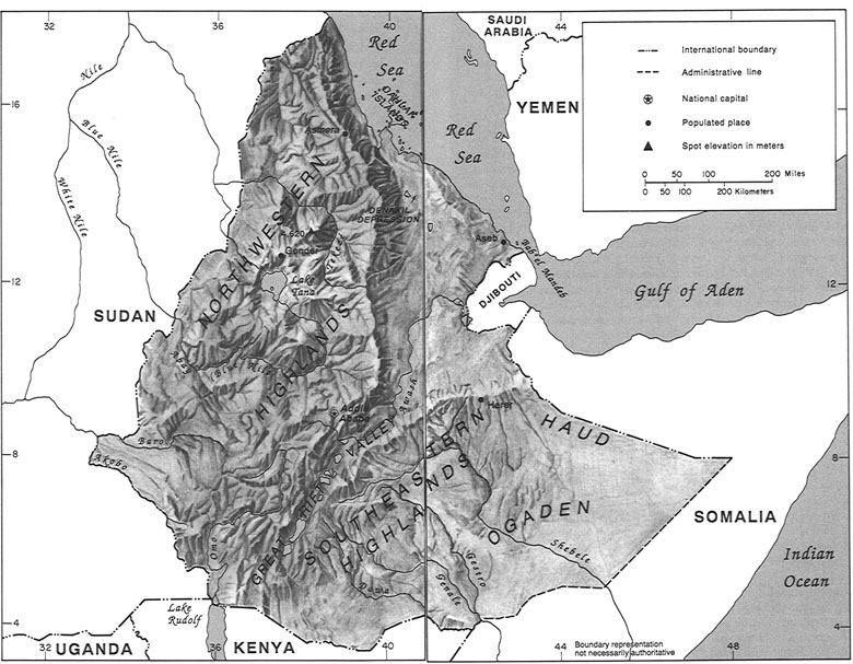 Ethiopia Topography and Drainage Flags, Maps, Economy, History