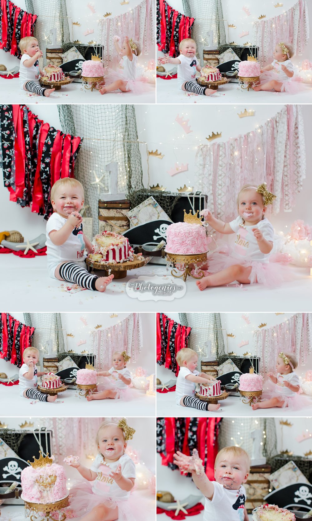 Boy, Girl Twins First Birthday Session A Pirate and Princess Themed