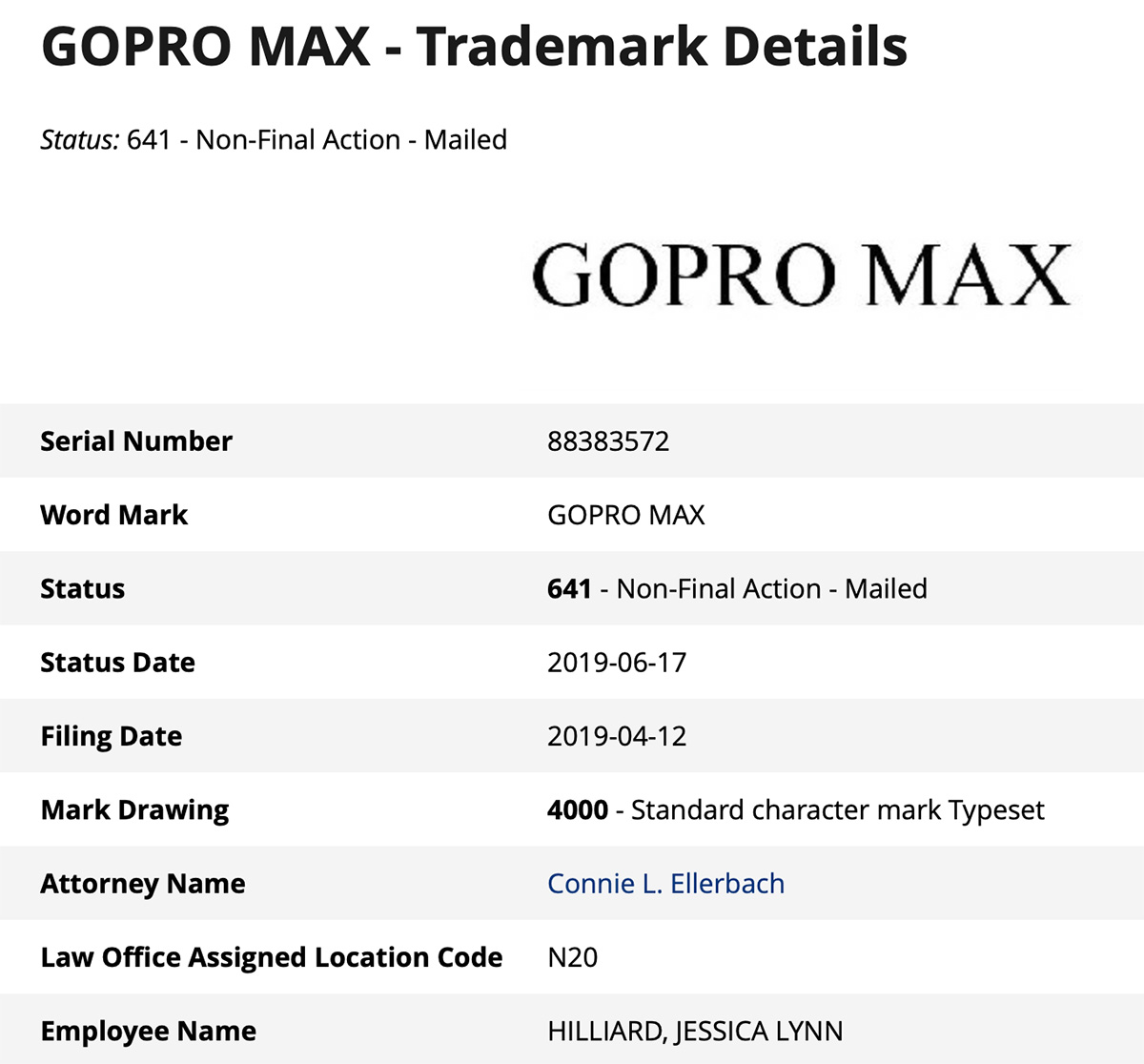"GoPro Max" trademark filed Photo Rumors
