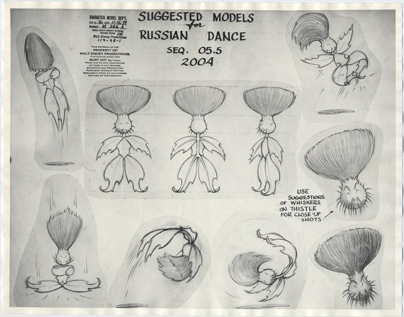 Disney FANTASIA Animation Model Sheet of THISTLE DANCER for NUTCRACKER
