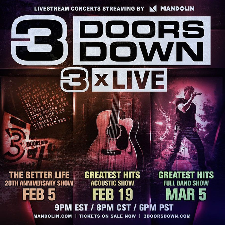 3 Doors Down’s Live Stream Concert Feb 05, 2021 Bandsintown