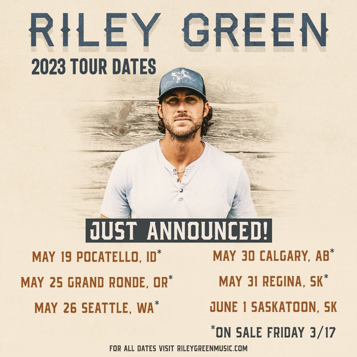 Riley Green Concert Tickets 2023 Live Tour Dates Bandsintown