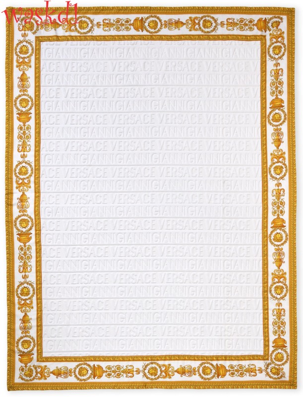VERSACE white Signature terry Gold BAROQUE border BEACH blanket Towel