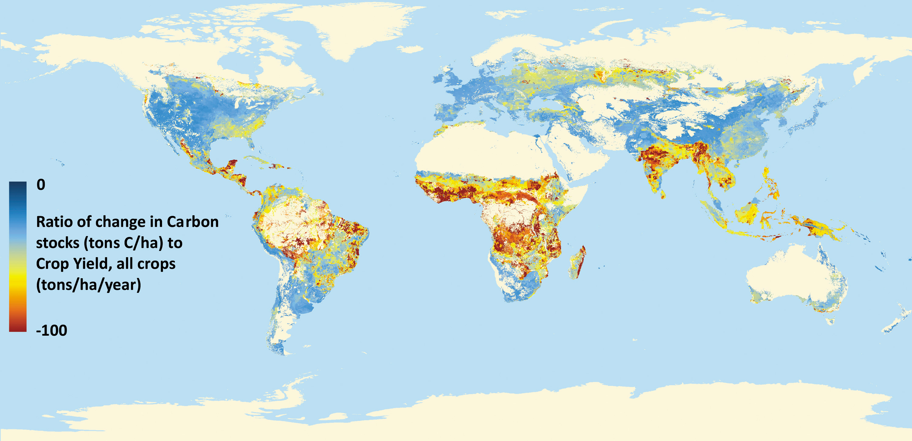 Avg. crop yield/ha, worldwide[3000x1446][OS] r/MapPorn